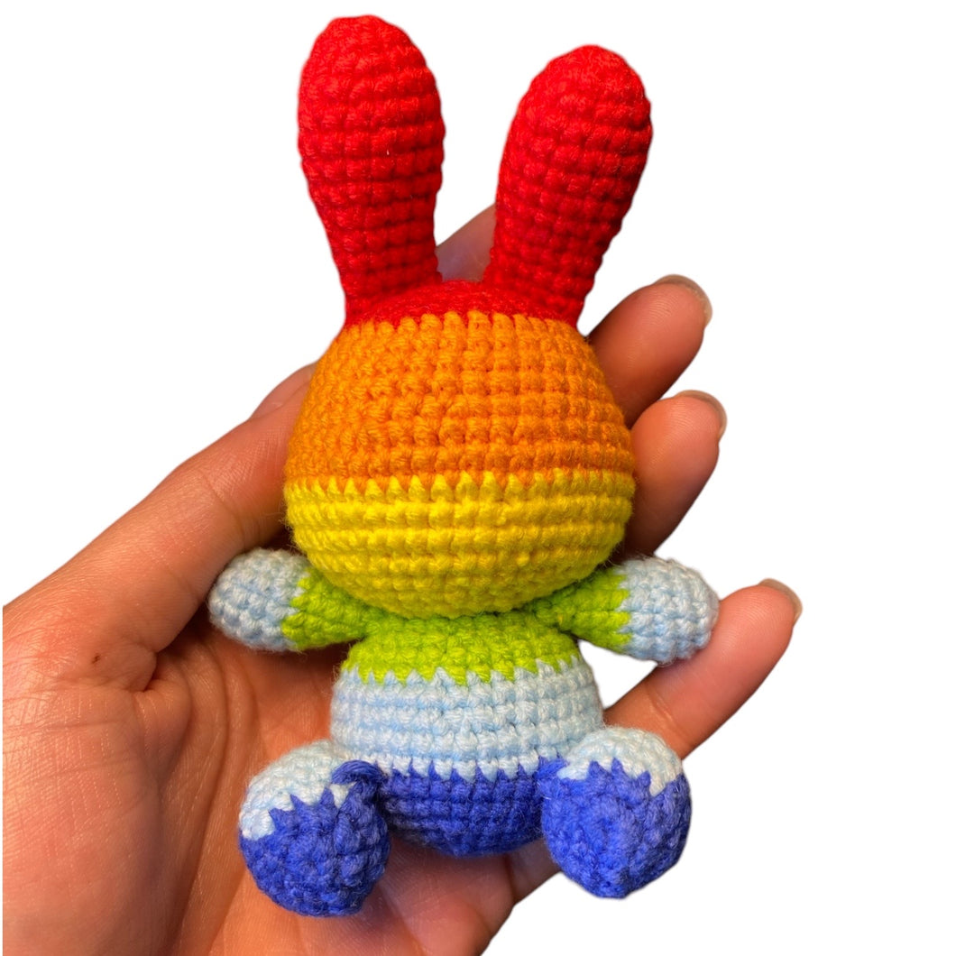 Cute Rainbow Bunny Crochet Keychain K001