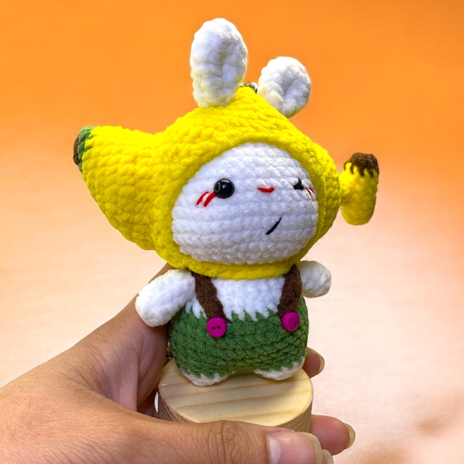Banana Head Bunny Boy Crochet Keychain K0214 – ColorfulSheep