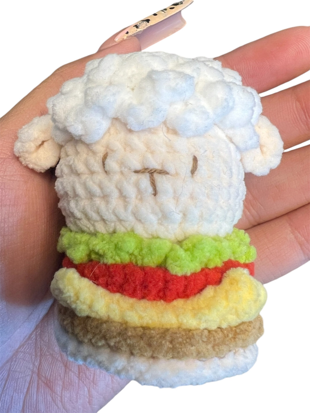 Cute Sheep Burger Crochet Keychain K003