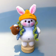 Load image into Gallery viewer, Carrot Lover Bunny with Basket Soft Crochet Figure K0314
