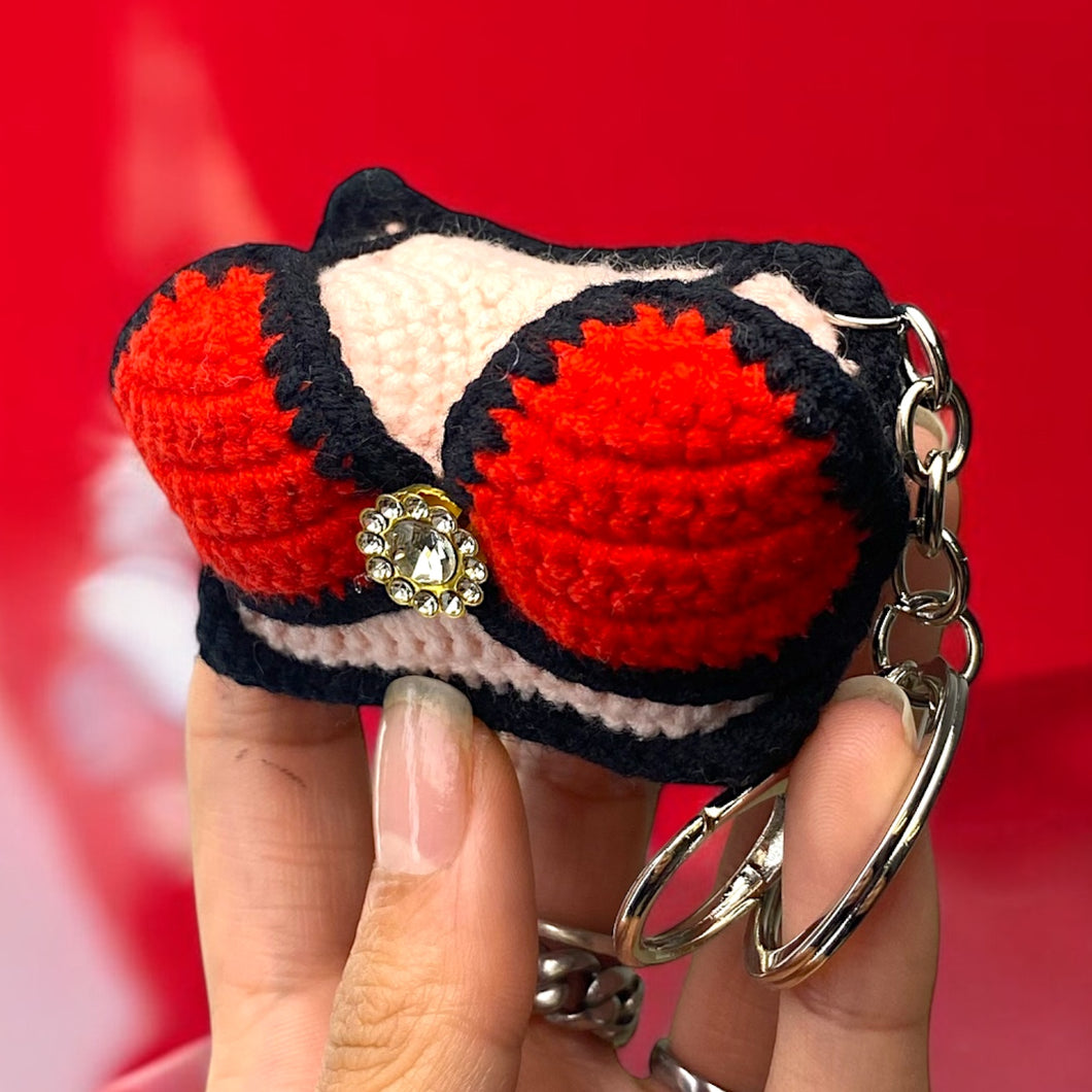 Funny BooBie Pillow Crochet Keychain K0405