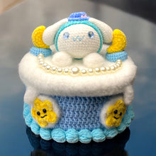 Load image into Gallery viewer, White Velvet Puppy Secret Cake Crocheted Container
