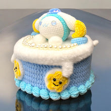 Load image into Gallery viewer, White Velvet Puppy Secret Cake Crocheted Container
