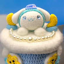 Load image into Gallery viewer, White Velvet Puppy Secret Cake Crocheted Container
