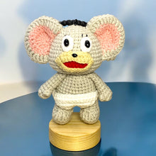 Load image into Gallery viewer, Grey Big Ear Mouse with Diaper Crochet Keychain K0419
