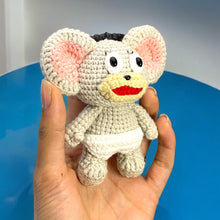 Load image into Gallery viewer, Grey Big Ear Mouse with Diaper Crochet Keychain K0419
