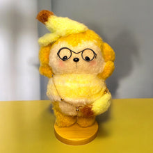 Load image into Gallery viewer, Banana Fiend Monkey with Glasses &amp; Magnetic Head Fuzzy Crochet Figure K0424
