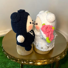 Load image into Gallery viewer, Anniversary Vow Renewal Bear Couple Soft Crochet Keychain Pair K0433
