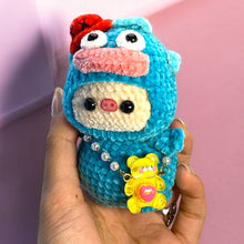 Load image into Gallery viewer, Costume &amp; Purse Velvet Piggy Pals Crochet Keychain K0503
