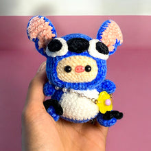 Load image into Gallery viewer, Costume &amp; Purse Velvet Piggy Pals Crochet Keychain K0503
