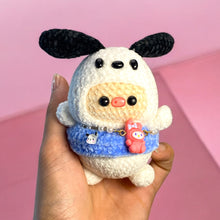 Load image into Gallery viewer, Costume &amp; Purse Velvet Piggy Pals Crochet Keychain K0503
