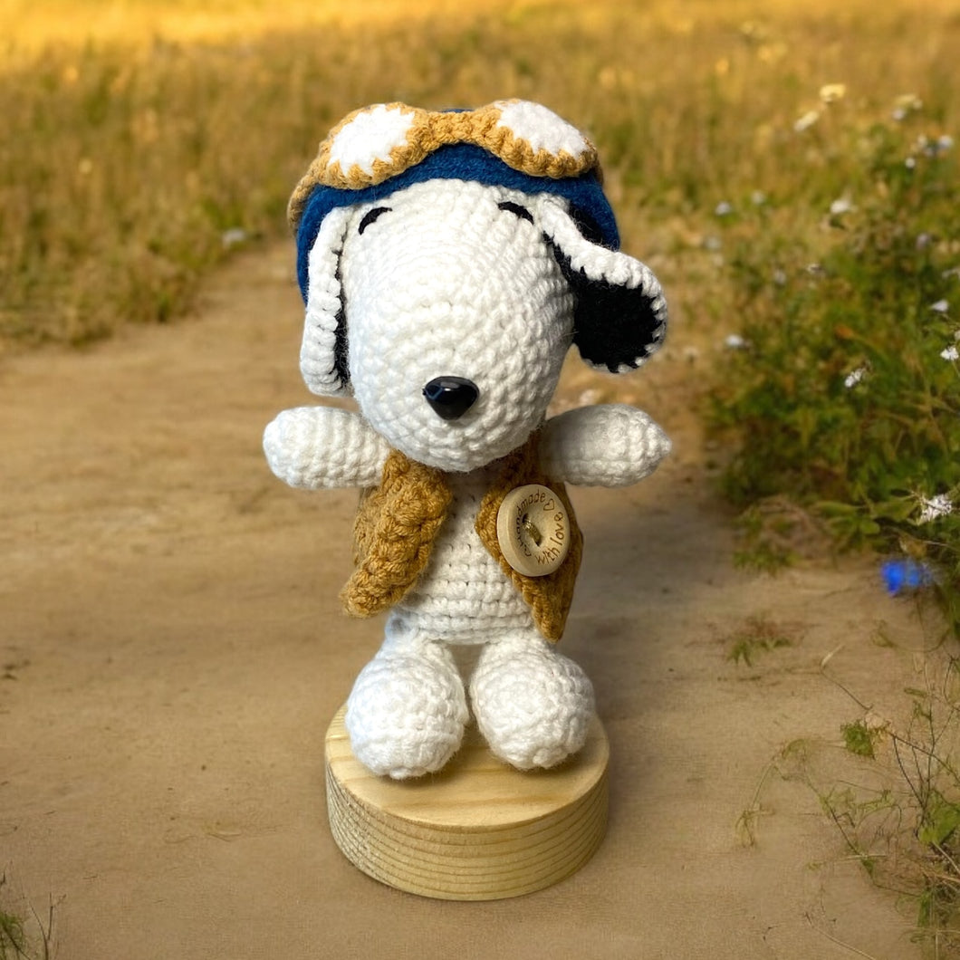 Pilot Pup Crochet Keychain K0533