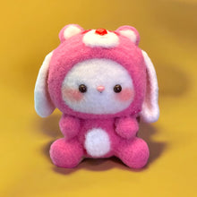 Load image into Gallery viewer, Chonky Bunny in Pink Bear Pj&#39;s Crochet Figure with Magnetic Head K0546
