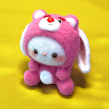 Load image into Gallery viewer, Chonky Bunny in Pink Bear Pj&#39;s Crochet Figure with Magnetic Head K0546
