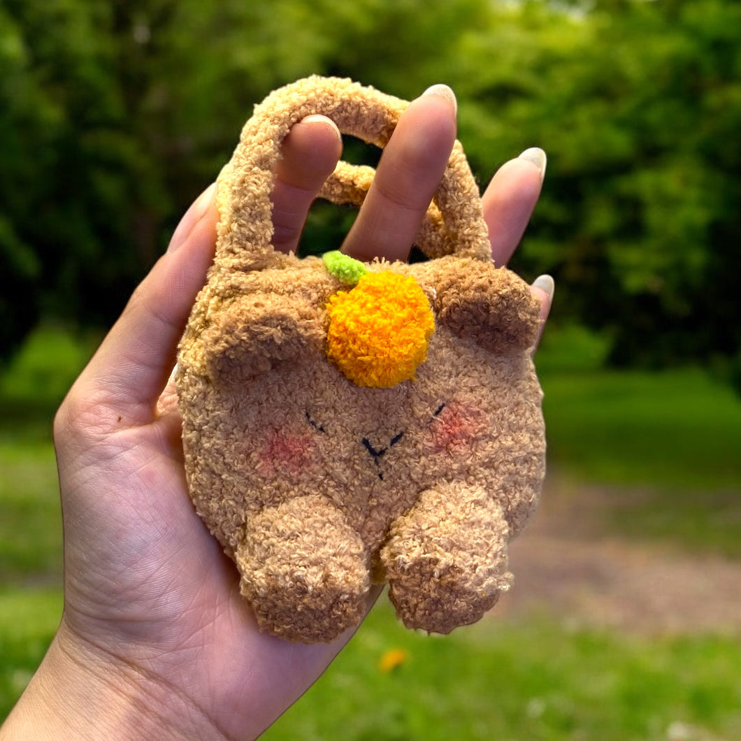 Capybara Orange Fuzzy Mini Bag K0554