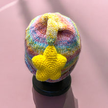 Load image into Gallery viewer, Nighttime Stars Pastel Rainbow Crochet Beanie
