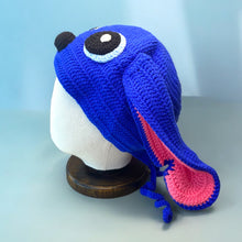 Load image into Gallery viewer, Blue Big Ear Alien Crochet Beanie
