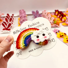 Load image into Gallery viewer, Cute Mouse Ear and Rainbow Themed Yarn Hair Clips
