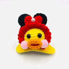 Load image into Gallery viewer, Ducky with black ears and red hairband/bow with pear
